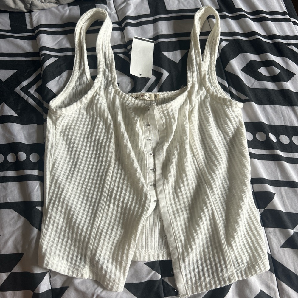 White Ribbed Women's Top
